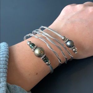 3/$30 - silver wire beaded bracelet
